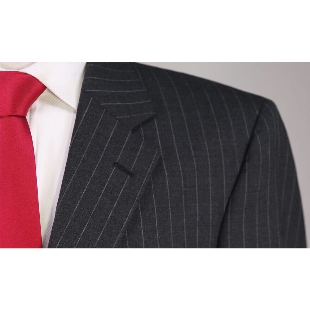 New! Jos A Bank Executive Collection Charcoal Gray Pinstripe 2-Btn Wool Suit 40S - Picture 4 of 10